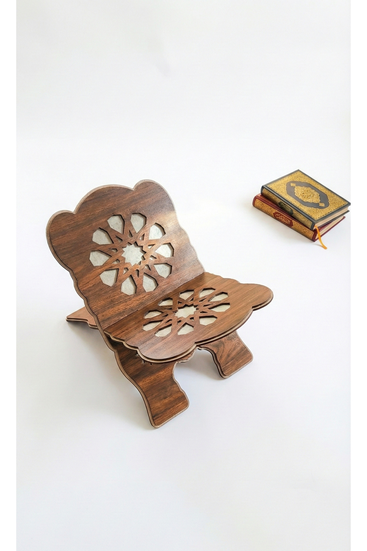 Ahşap Dekoratif Rahle - Lüks Kur'an-ı Kerim Okuma Standı Ahşap Kuran Okuma Stantı - Krem